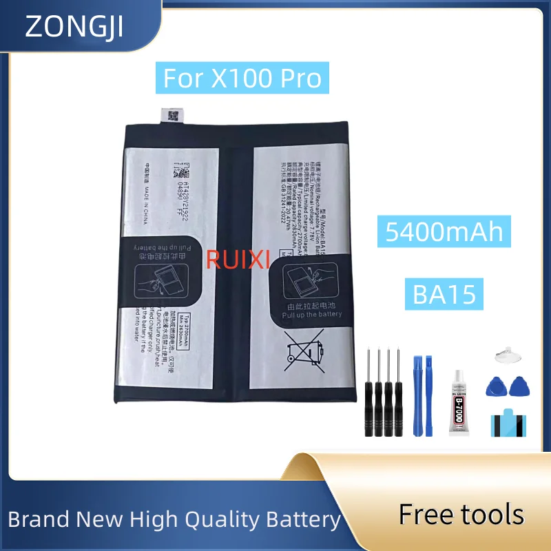 New Battery BA15 5400mAh For X100 Pro Mobile Phone Battery + Free Tools