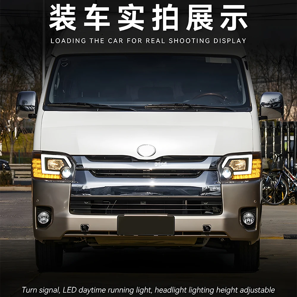 

Автомобильные фары для Toyota Hiace 2004-2018, обновленная автоматическая фара в сборе, новый стиль, инструменты для линз проектора HID, аксессуары