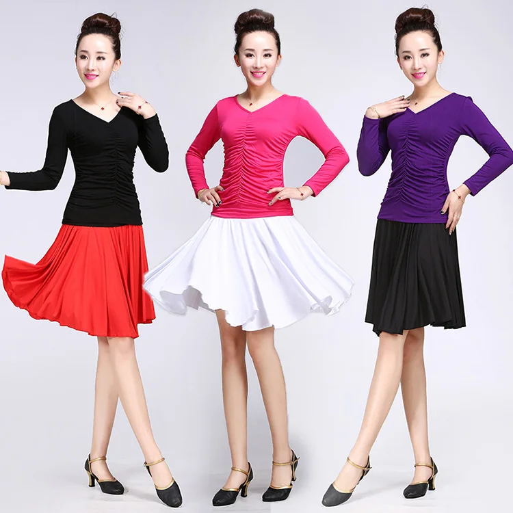 New Women Latin Skirt Salsa Tango Rumba Cha Cha Ballroom Dance Dress Skirt Black Purple Square Dance Latin Dance Dress for Women