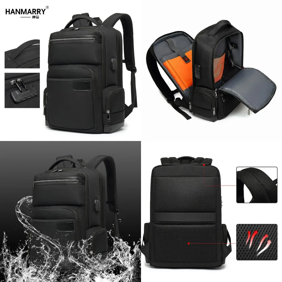 

【New style】Business men's backpack large-capacity waterproof oxford cloth travel computer bag multi-function backpack anti-thef