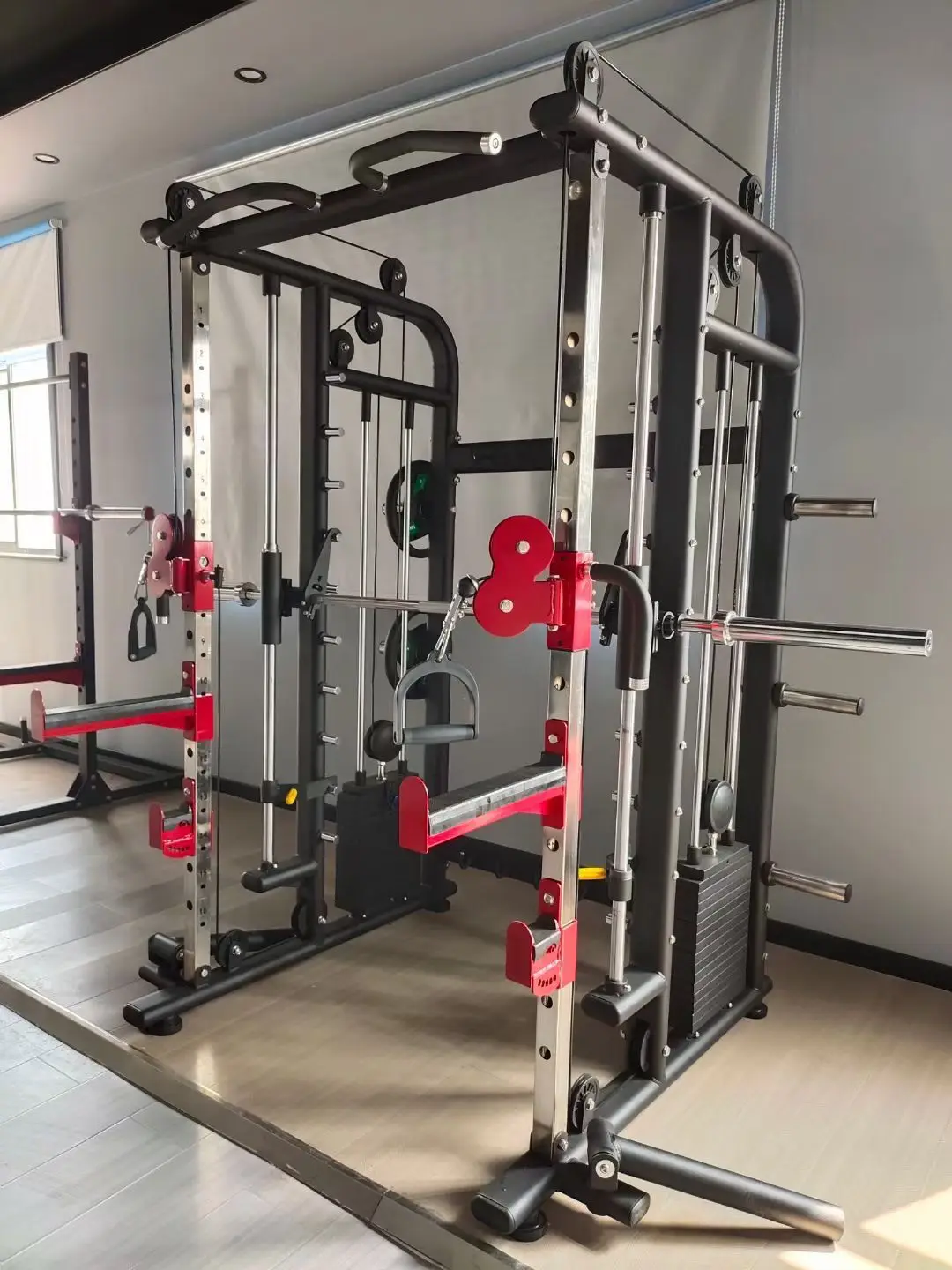 Unisex Adjustable Steel Power Cage Gym Rack Multi-Function Fitness Equipment for Squat  Exercise Multi Smith Machine