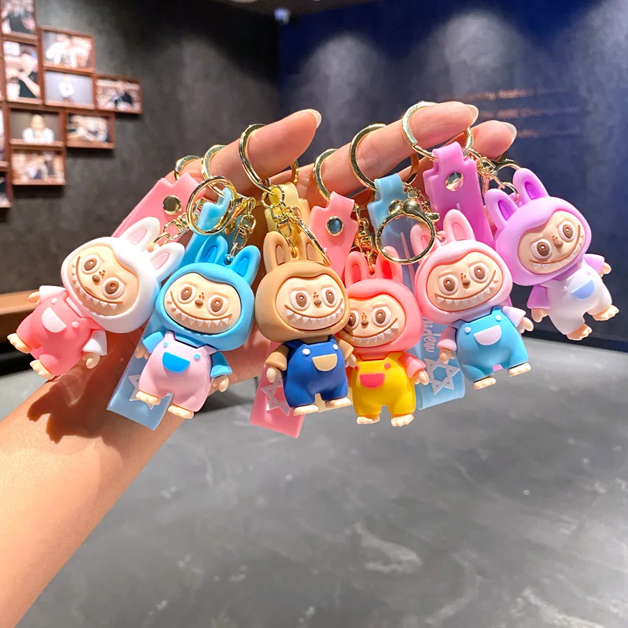 New Labubu Small Sheep Keychain Girls Backpack Pendant Car Key Chain Pendant Gift Cute Lamb Kawaii  Bag Keyring wholesale