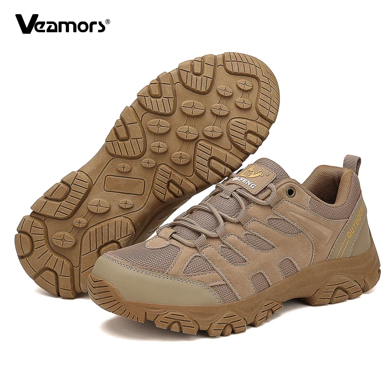 

Anti-slip Outdoor Sneakers for Men Lace-up Hiking Shoes Man Breathable Mesh Trekking Camping Shoes Wear-resistant Big Size