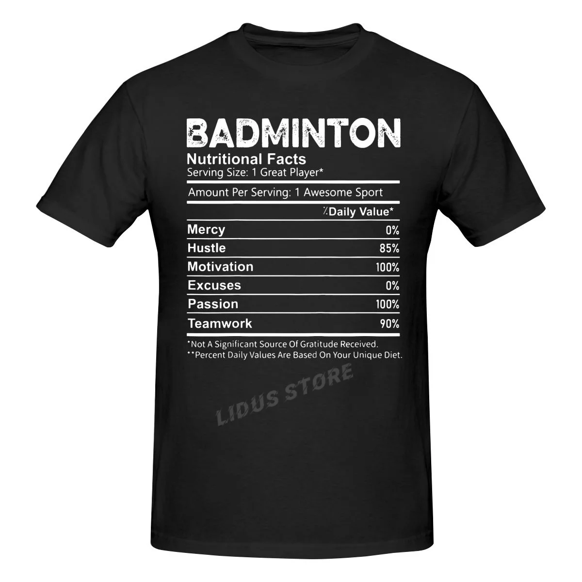 

Funny Badminton Nutrition Facts Player T Shirts Graphic Cotton Streetwear Short Sleeve Birthday Gifts Summer Style T-shirt Men