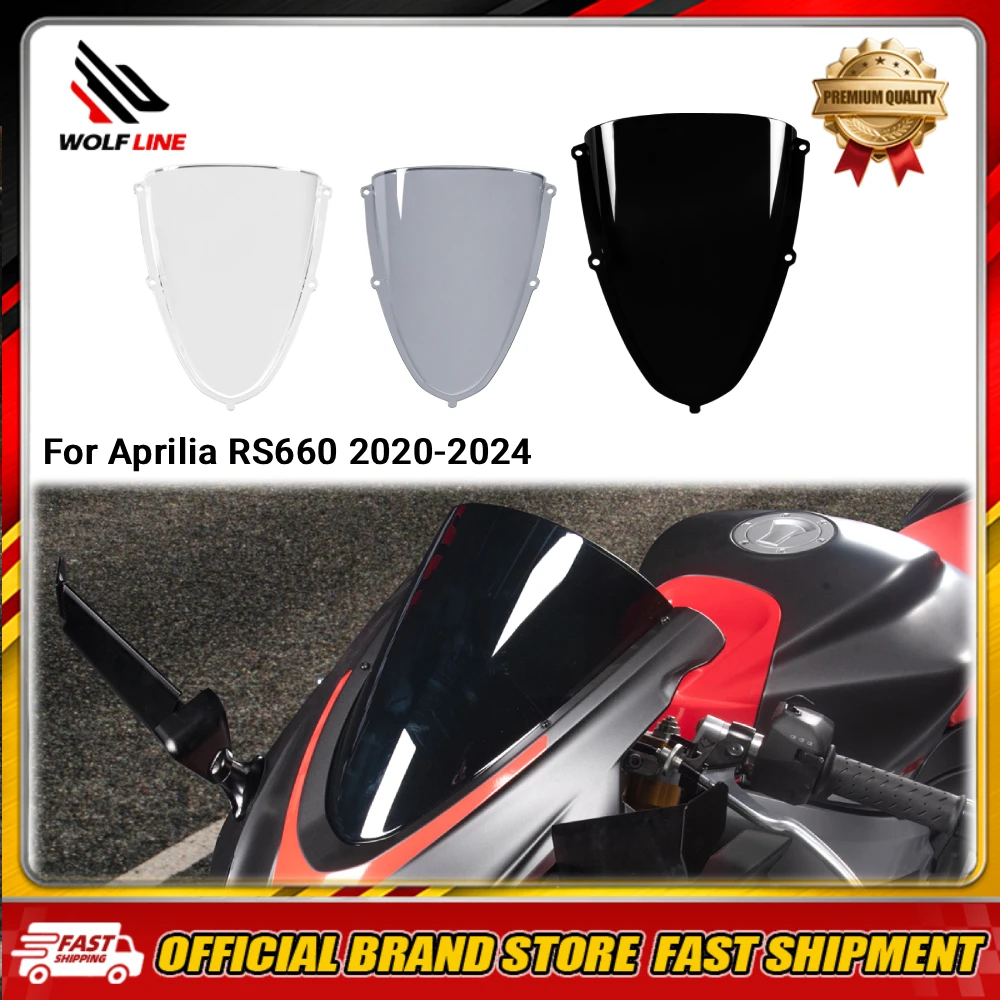WOLFLINE Windshield Windscreen for Aprilia RS660 2020-2024 Wind Screen Reduce Wind Drag During Circuit Races & Daily Sport Rides
