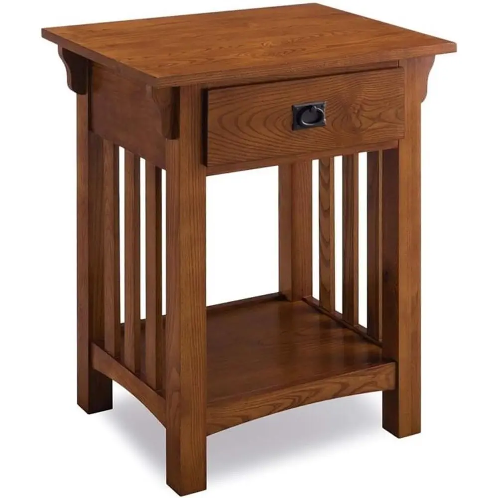 

Modern Solid Oak Nightstand with Display Shelf, 24W x 18D x 28H, for Bedroom Storage