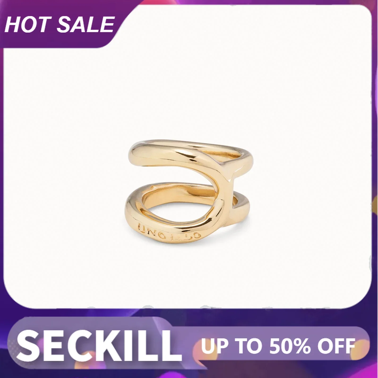 

Uno De 50 14k female gold ring, original new product, simple and irregular, two layers, high quality jewelry,