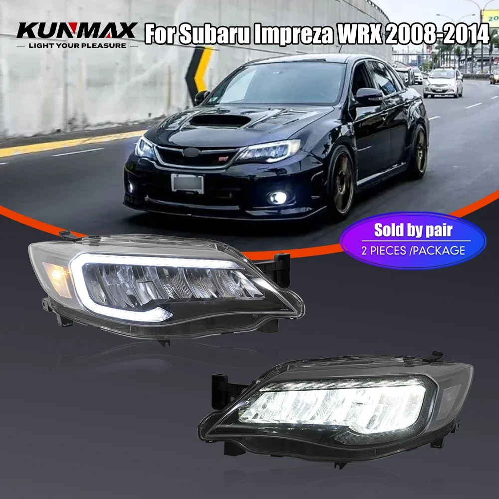 

Пара светодиодных автомобильных фар в сборе для Subaru Impreza WRX 2008-2014, передняя фара DRL, указатель поворота, фары Plug and Play