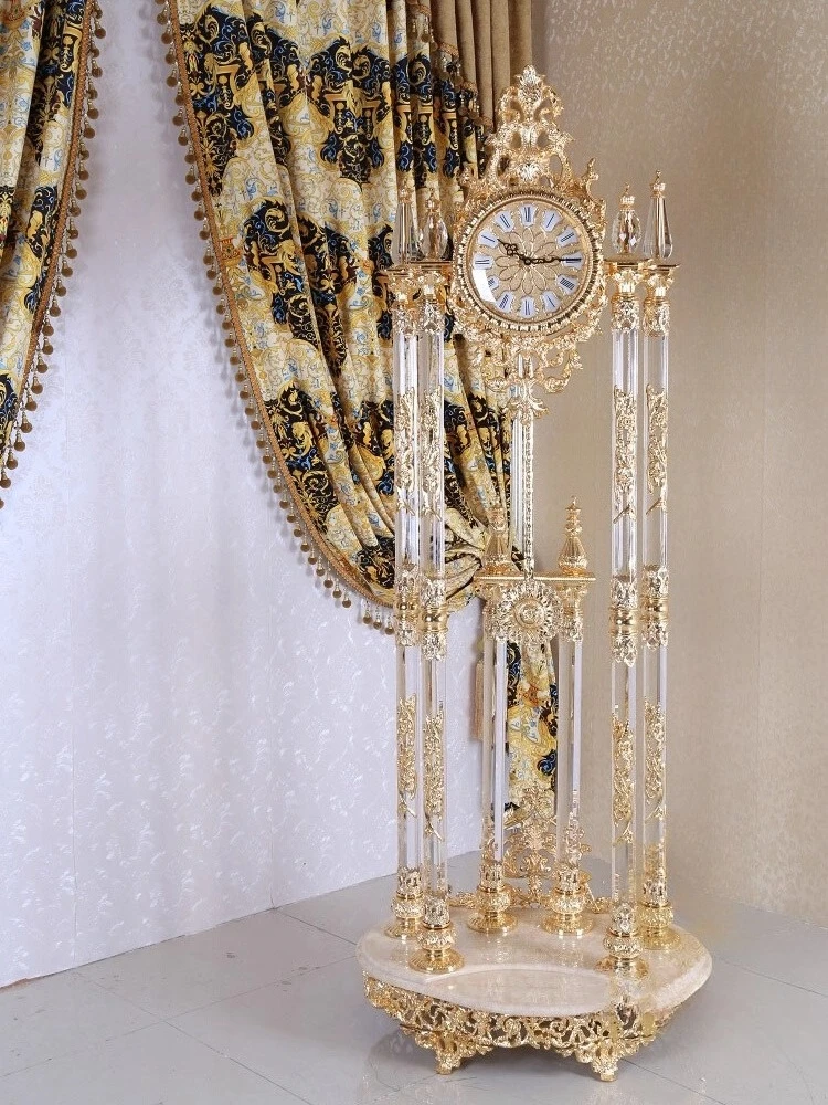Light luxury floor clock high-grade gold-plated vertical clock living room hotel villa