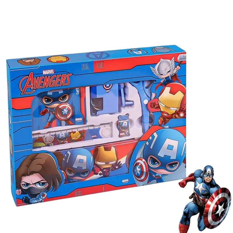 

Marvel Captain America Student Cartoon Anime Stationery Set Boys Cool High-value 7-Piece Stationery Combination Holiday Gift