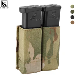 KRYDEX 9mm Pistol Double Mag Pouch Tactical Nylon Molle Magazine Pouches Holster Quick Release Insert Hunting Gun Accessories