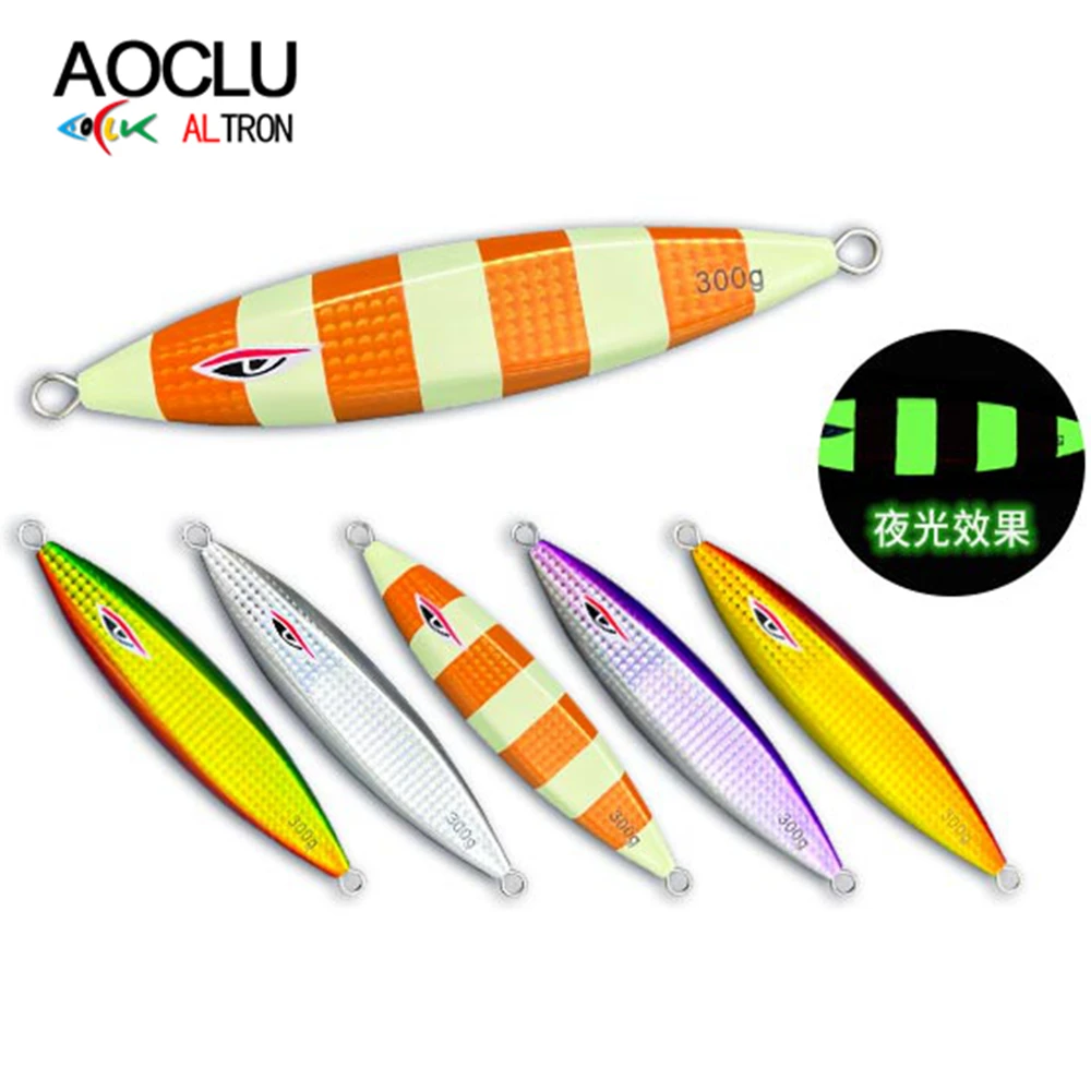 

AOCLU Sardine Shape Speed Slow Metal Jig 300g 400g 500g Luminous UV Glow No Hooks Hard Bait Sinking Stick Lure Boat Bass Fishing