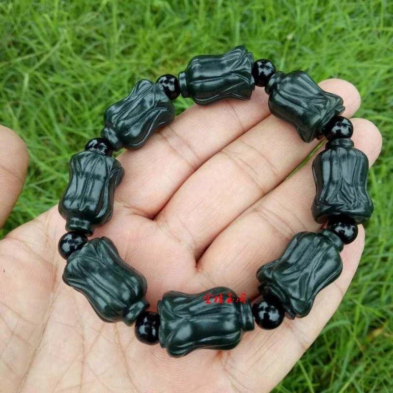 Exquisite a Goods Hetian Gray Jade Cabbage Enrichment as Right as Rain Bracelet Wholesale