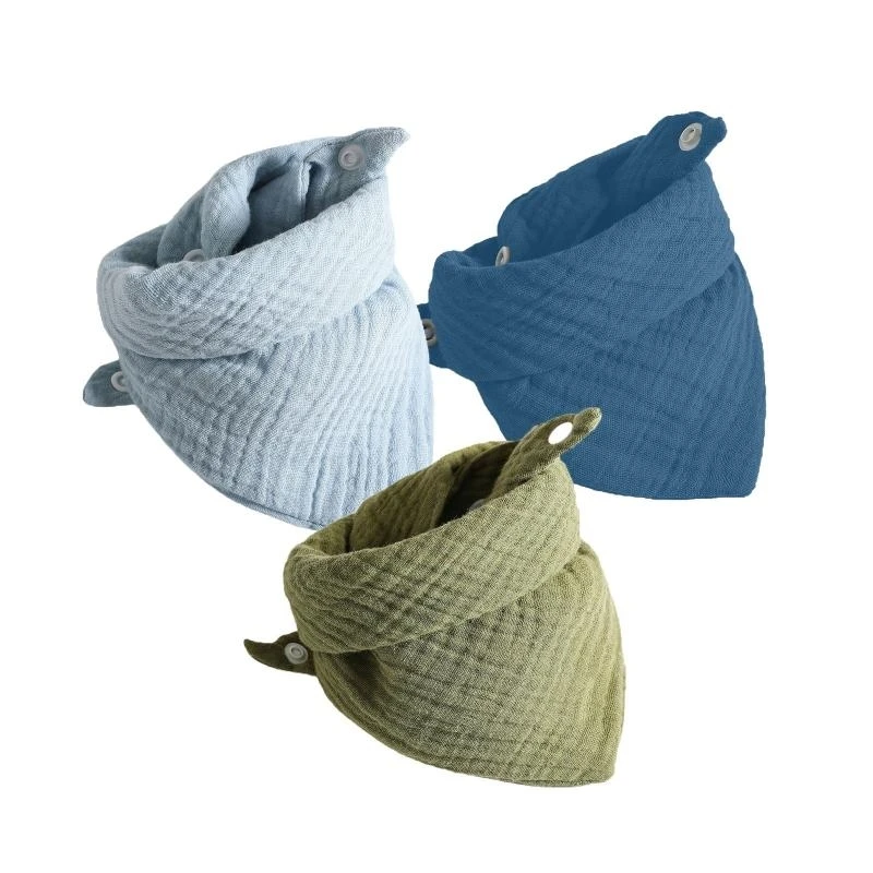 

Q1FE 3 Pcs Baby Feeding Drool Bibs Saliva Towel for Triangle Scarves Bandana Soft Cotton Bibs Adjustable Snap Button Burp Cloth