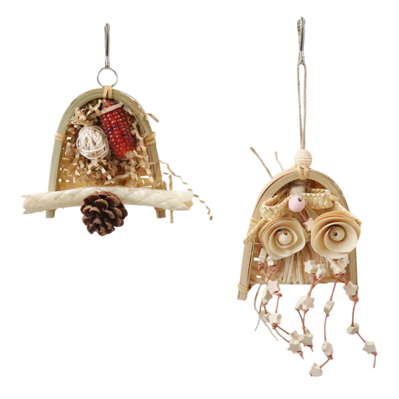 

2PCS Parrot toys Natural Fern ball and pine cone toys Teething and gnawing toys Hanging toys Training toys Birdcage accessories