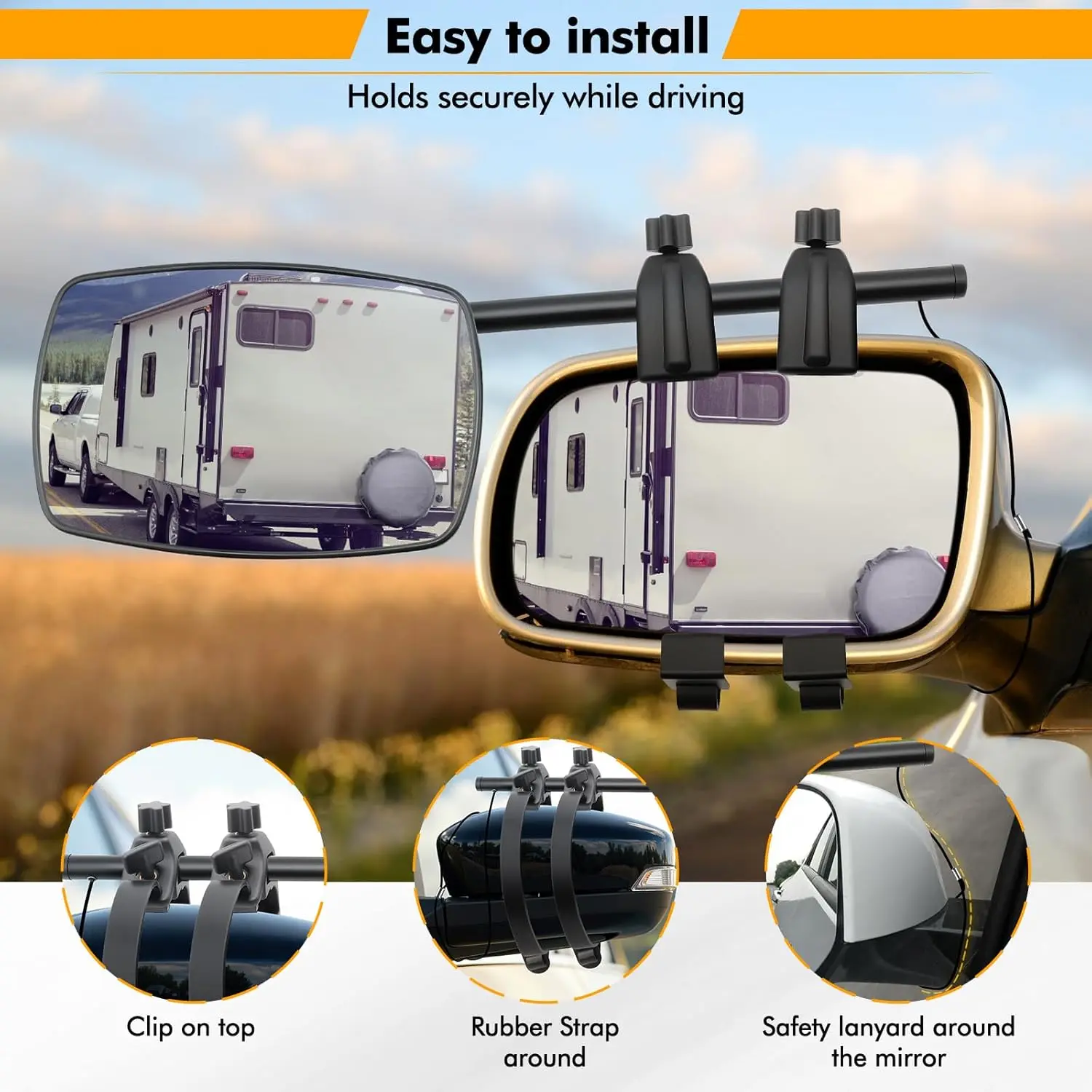 Universal Exterior Caravan mirrorAdjustable Extension Towing Mirror for Cars SUV RV Vans Trucks Trailers