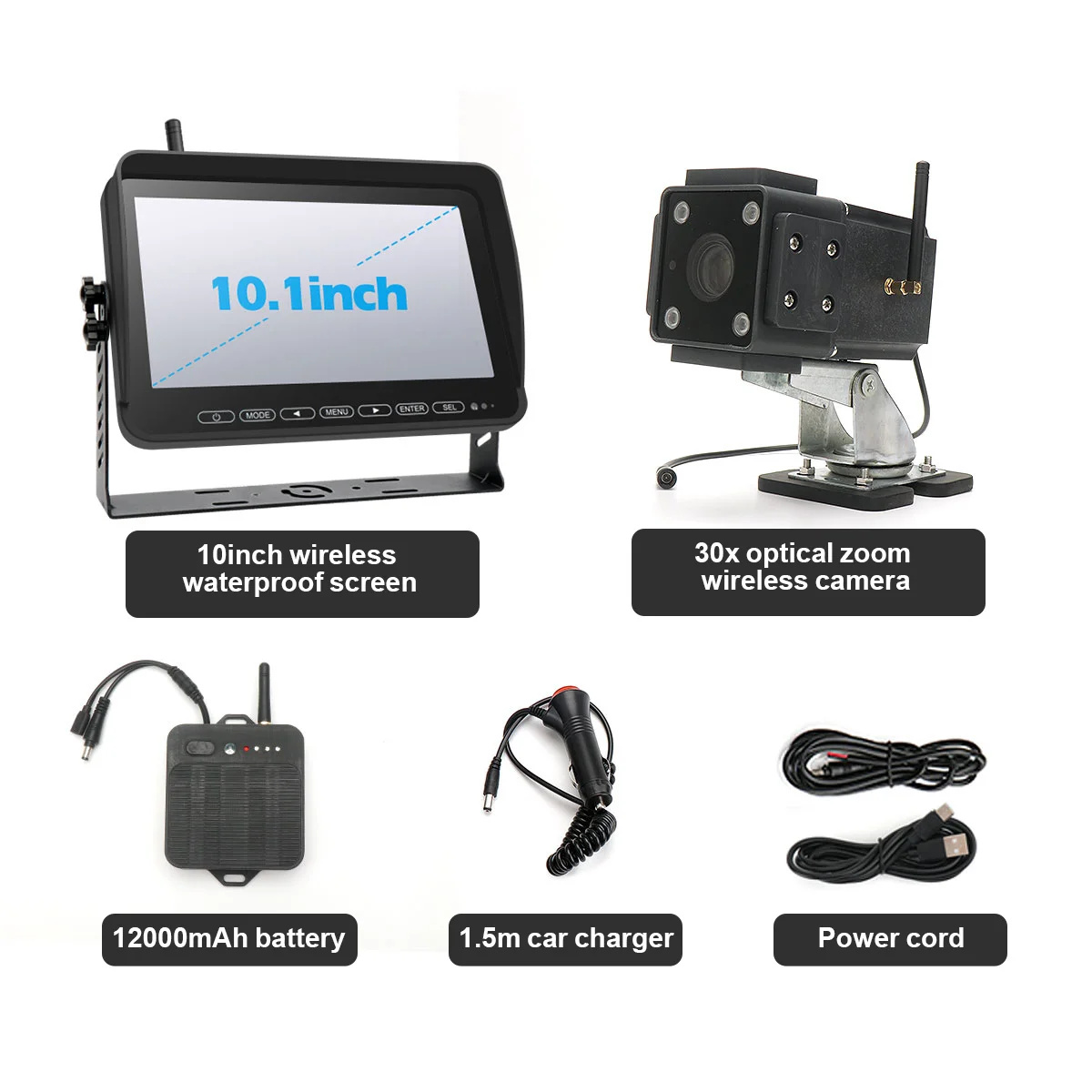 1080p 30X Tower Crane Wireless System with Rear and Front Cameras Waterproof AHD Image Sensor for Blind Zone Monitoring