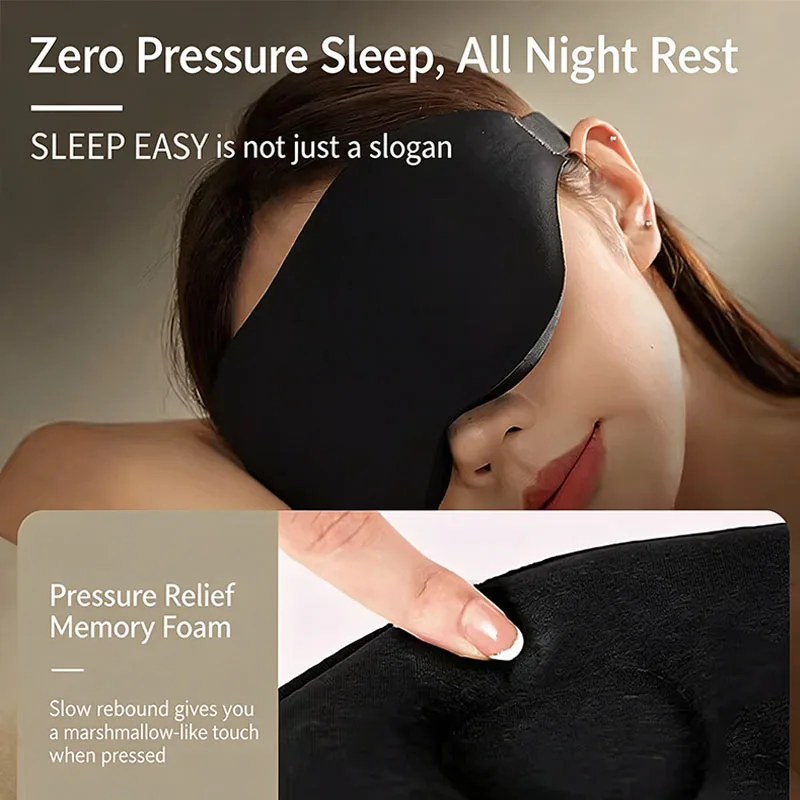 Unisex 3D Contoured Memory Foam Sleep Mask Light Blocking Groove Molded Design Soft Comfortable for Travel Yoga Nap