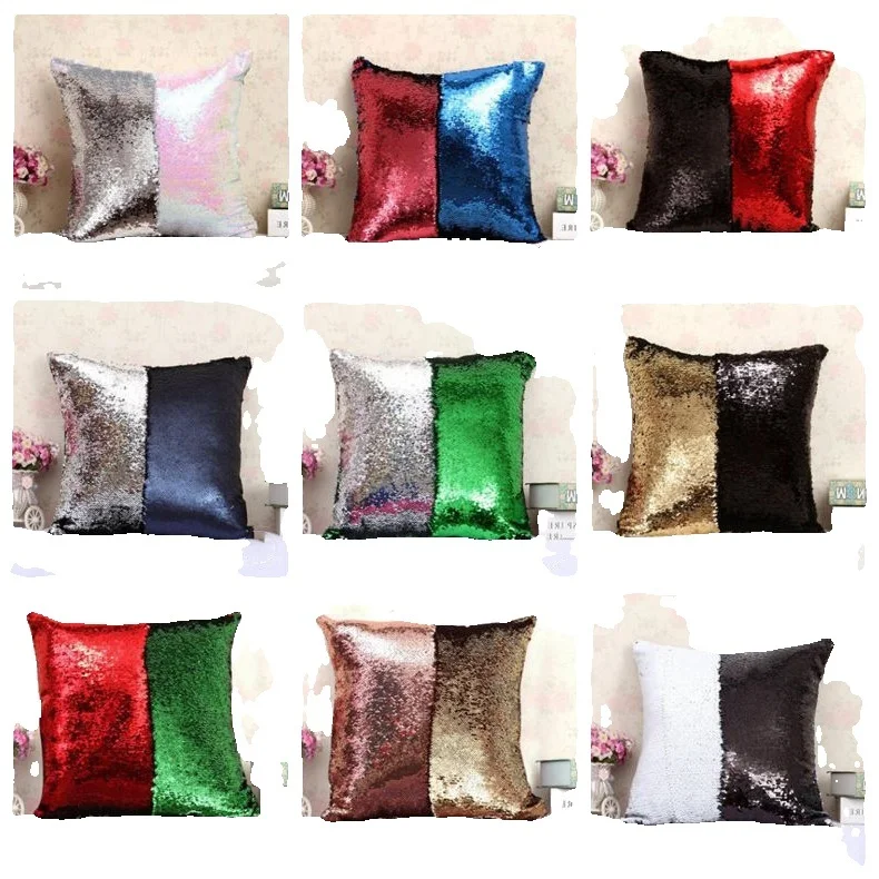 Mermaid Sequins Pillow Case Magic Reversible Sequin Cover Pillowcases Home Decorative Cushion Cover Office Sofa Cushion Pillow