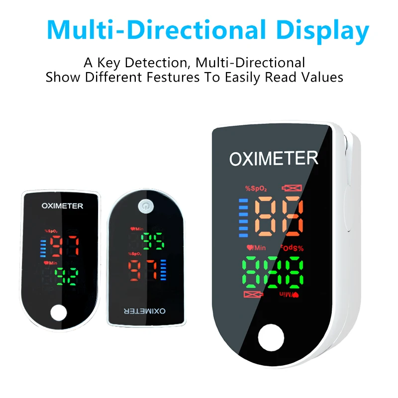 JUSTLANG Fingertip Pulse Oximeter Portable 4 Color Blood Oxygen Saturation Monitor LED Display Fingertip Oximeter Testing SPO2