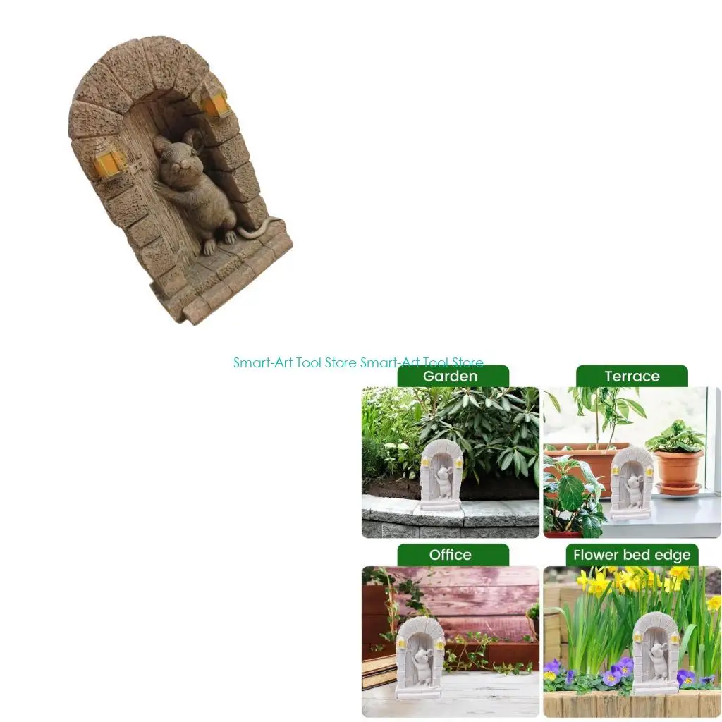 

E1PB Творческие садовые скульптуры с мышью, устойчивые к атмосферным воздействиям декоры смолы для на открытом воздухе