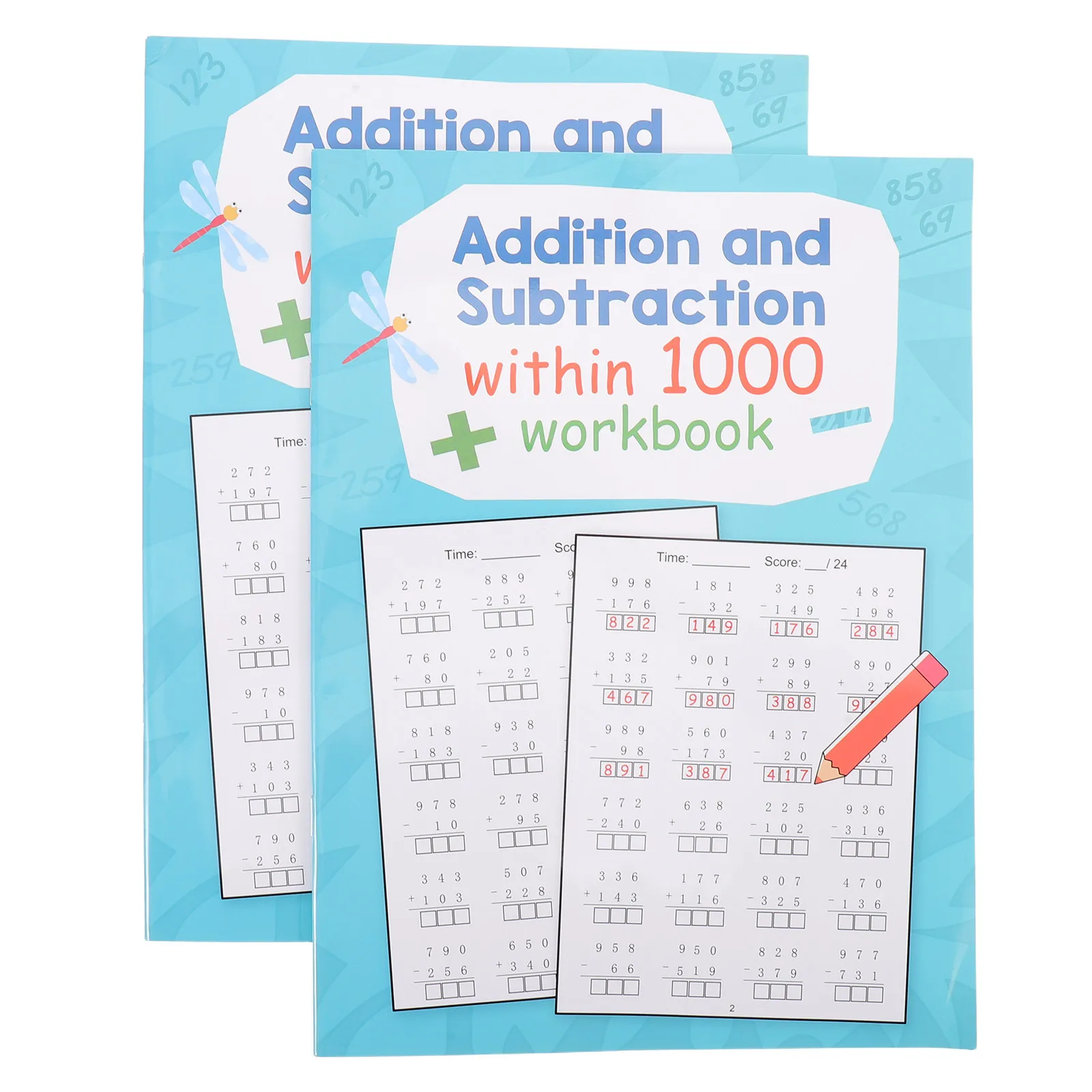 2 Books School Math Workbook Addition Subtraction Workbook Mixed Operations Arithmetic Practice Daily Exercises