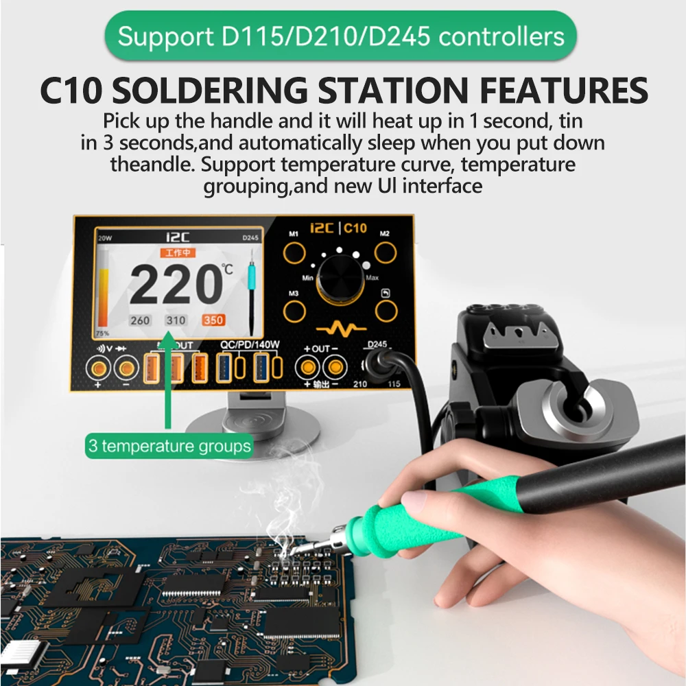 I2C C10 Multifunction Waveform Ammeter for Motherboard PCB Repair Current Voltage Measurement Diode Testing Soldering Tool