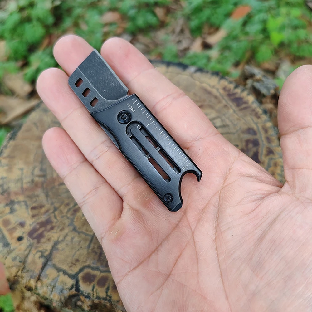 Stonewash Mini nóż składany brelok EDC Multitool Box Cutter wielofunkcyjny kieszonkowy nóż kempingowy ze stali nierdzewnej otwieracz do butelek