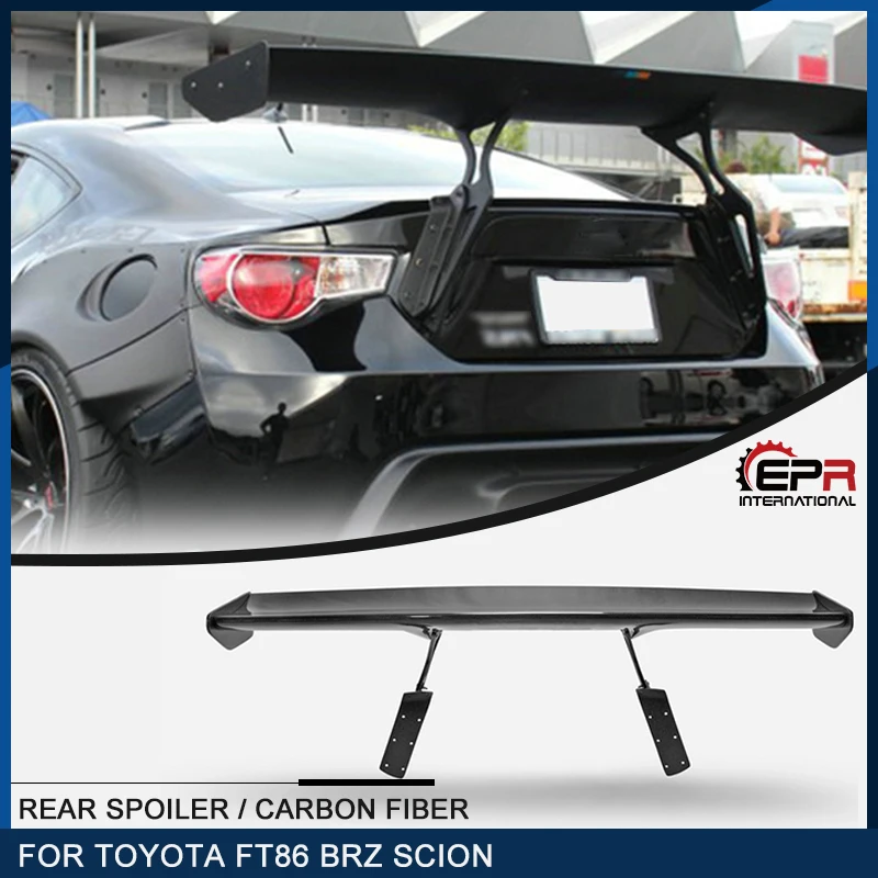 For BRZ FT86 RB Style Ver 1 Carbon Fiber Rear Spoiler With Aluminium Stand Glossy Finish Trunk Wing Splitter Lip