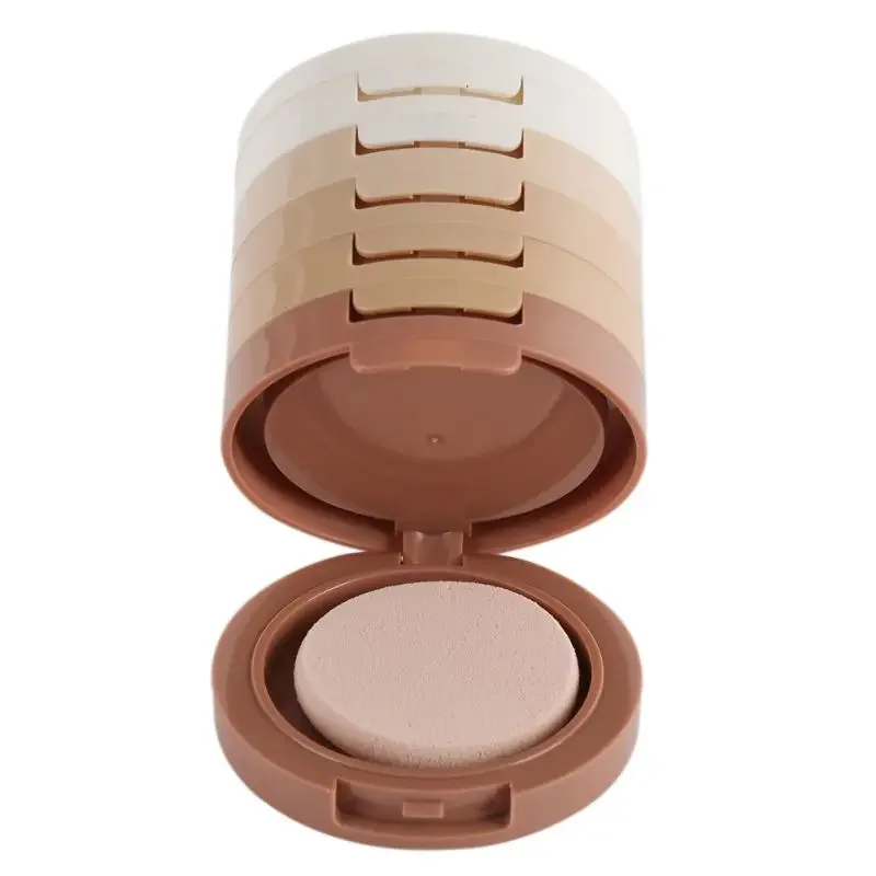 5 Farben Gesichts einstellung Puder kissen Kompakt pulver Öl kontrolle Foundation Concealer Öl kontrolle Aufhellung Ton Make-up Puder