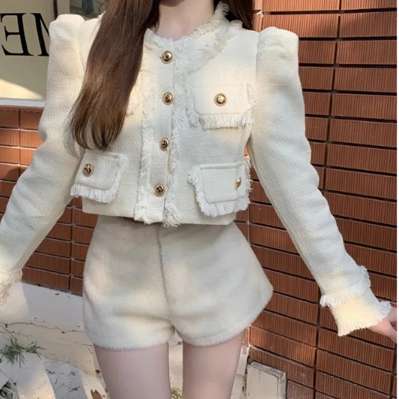 Bianco visone finto velluto corto donna 2024 autunno inverno addensato caldo peluche tuta sportiva pantaloni a vita alta casual pantaloni a gamba larga