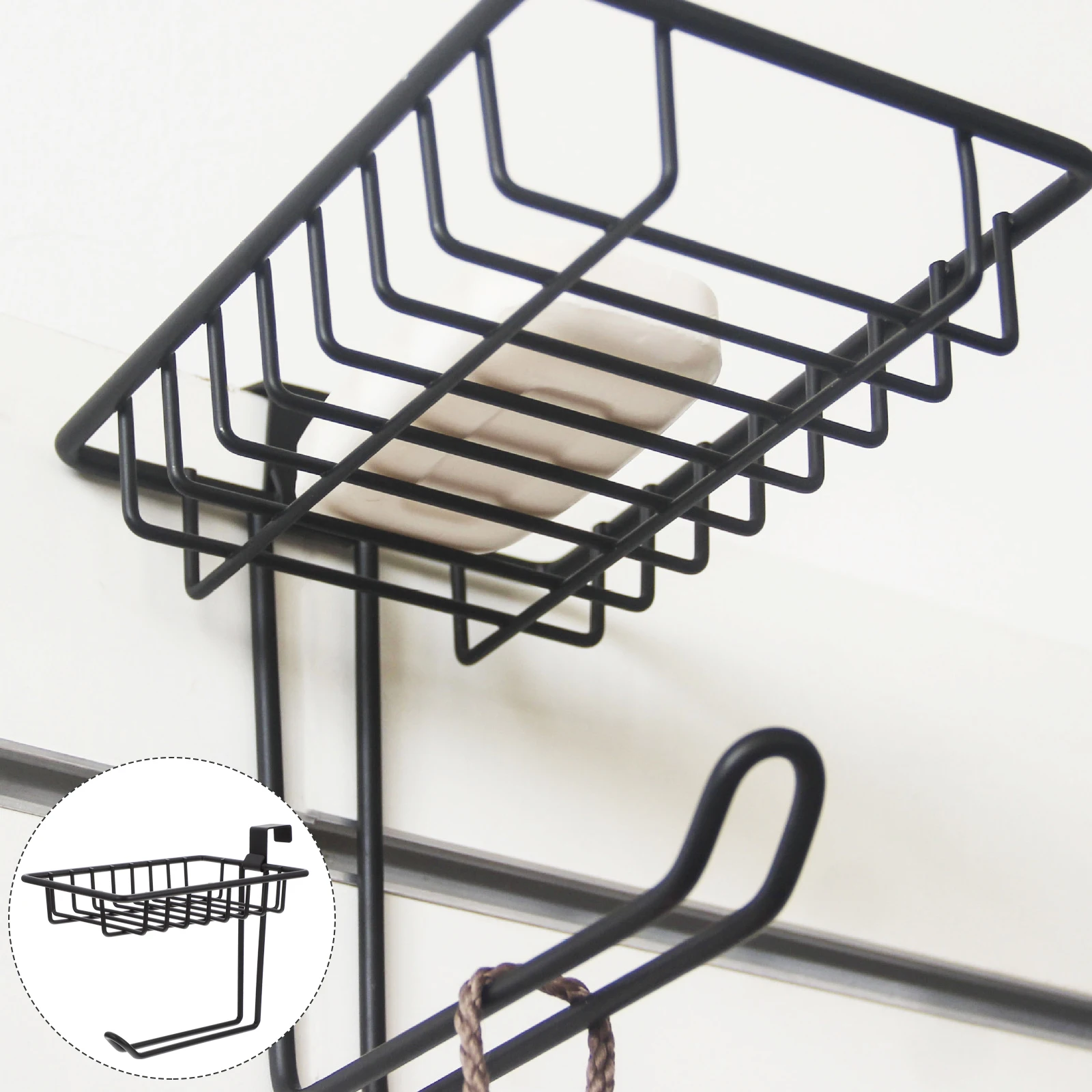 

Iron Towel Holder Hook Wall Mounted Toilet Paper Rack Bathroom Black Hanger Corrosion Resistant Modern Style Smooth Edge
