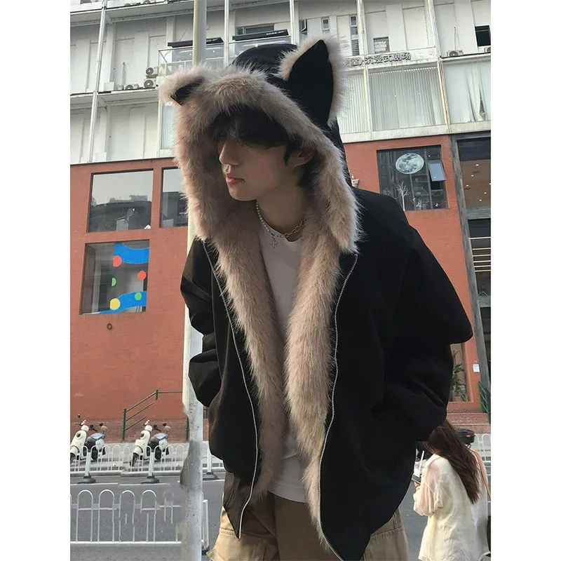 

Fur Collar Jacket Man Fleece Standard Aviation Museum Italian Padded Down Quality Sportwear Winter Light Comfort Menswear