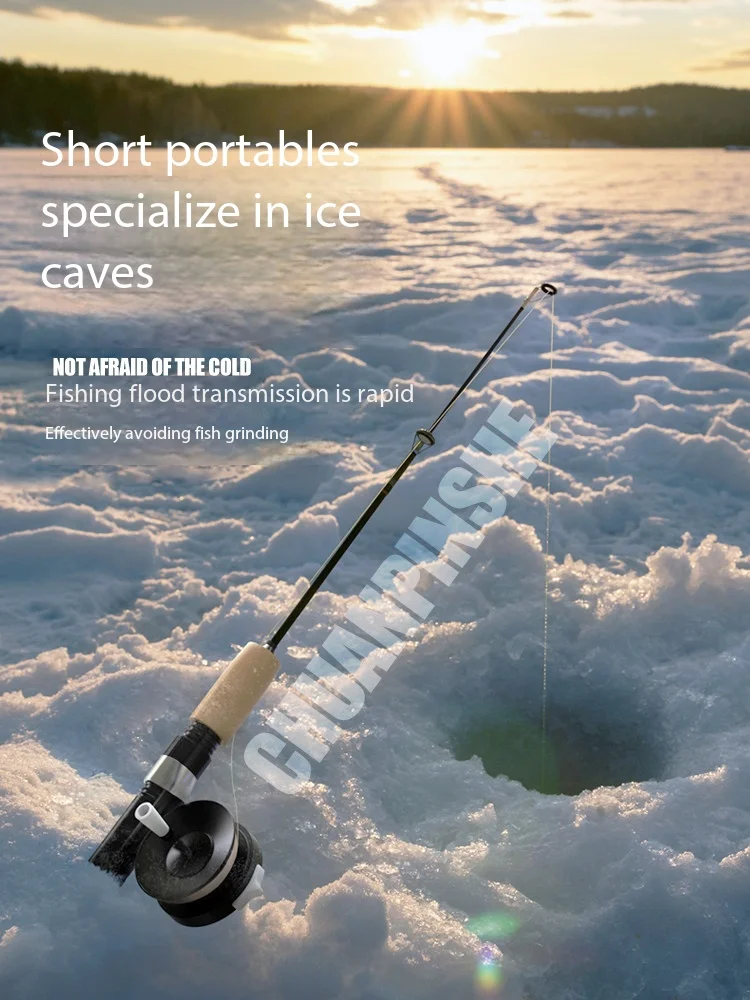 New Ice Fishing Rod Ultra Short Mini Telescopic ML3 Section Small Raft Rod Front Wheel Tied Line Set For Winter Fishing Rod Set