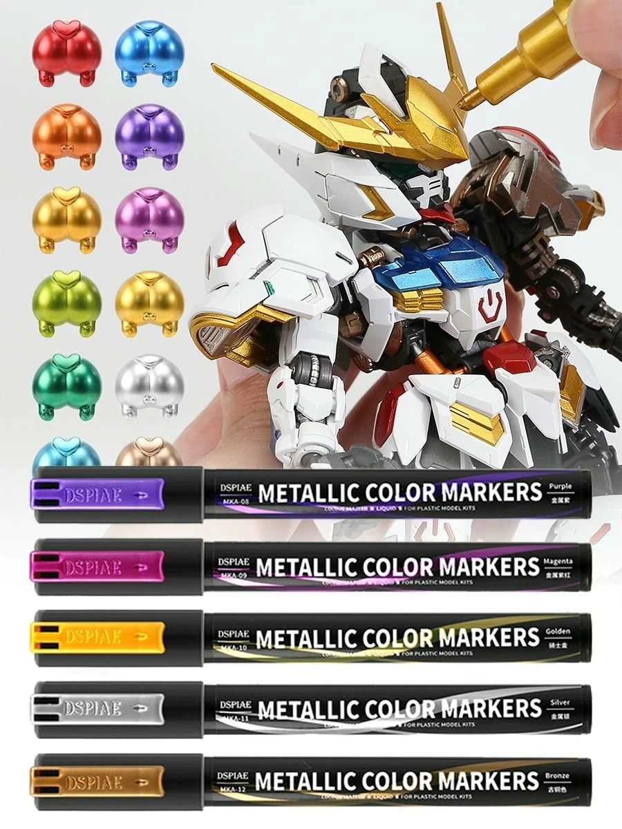 12 Colors DISPAE Cleaser Electroplated Color Marker Water Based Pen for Gundam GK Model Coloring Tool Nylon Paint Coloring Pens