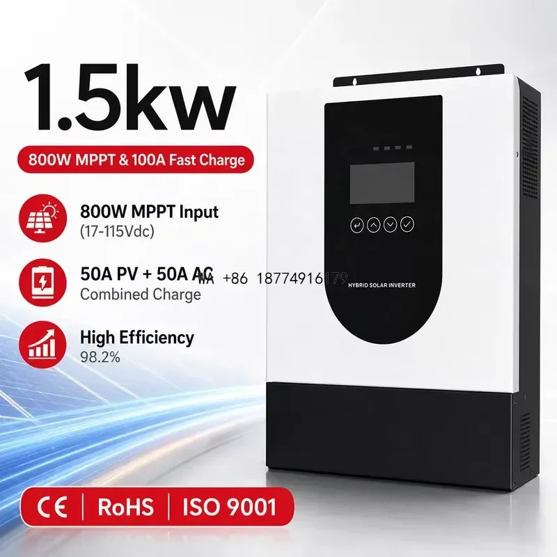 wmwmnu Single Output Grid 1.5KW 12V Hybrid Solar Inverter MPPT Controller TTYT TT-I1 for Home Energy Storage Supporting