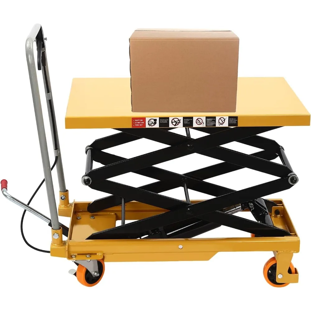 Hydraulic Lift Table Cart, 770lbs Hydraulic Scissor Lift Table with 4 Locking Wheels, Portable Hydraulic Lift Table Cart Manual