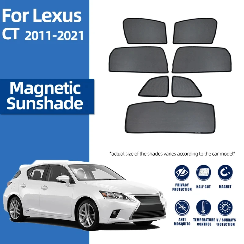 For Lexus CT ZWA10 CT200H 2010-2022 Car Magnetic Sunshade Front Windshield Curtain Folding Rear Side Window Mesh Sun Shade Visor