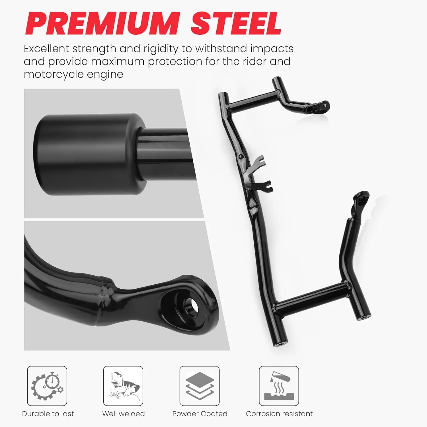 Engine Guard Crash Bar Flat-Out Gloss Black Fit Harley Touring Street Glide Road Glide Road King Electra Glide 14-26