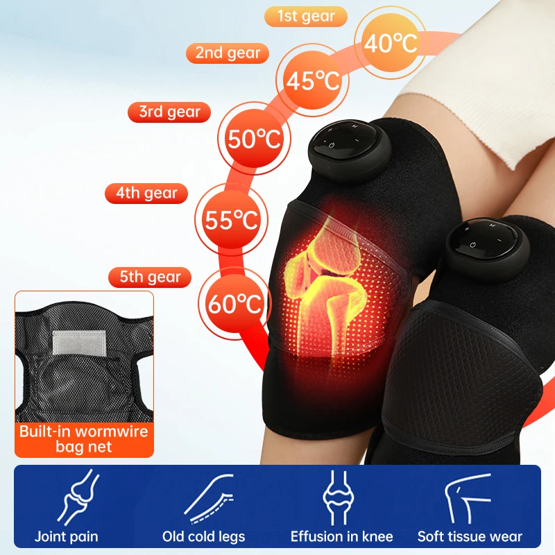 Eletric Heated Knee Massage Instrument Vibrator Knee Heating Pad Elbow Arthritis Pain Relief Joint Physiotherapy Osteoarthritis