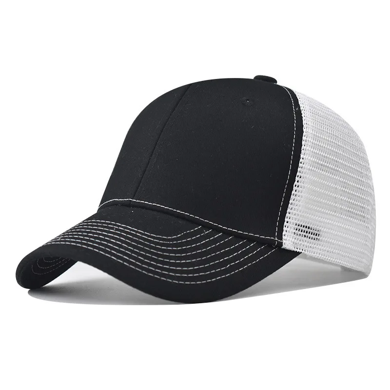 Hot Selling Slightly Curved Brim Baseball Outdoor Hiking Hardened Lining Non-Deformable Plain Mesh Cap