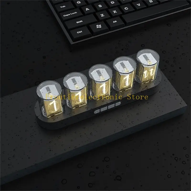 G8DB Simulation LED Glow Tube Clock Display Full Color RGB Retro Tube Clock with 16 Million Colors for Office Unique Gift