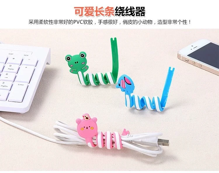 6pcs Korean fashion lovely Cute Cartoon Cable Long wire Winder Earbud Silicone Cable Cord Holder Cable Organizer