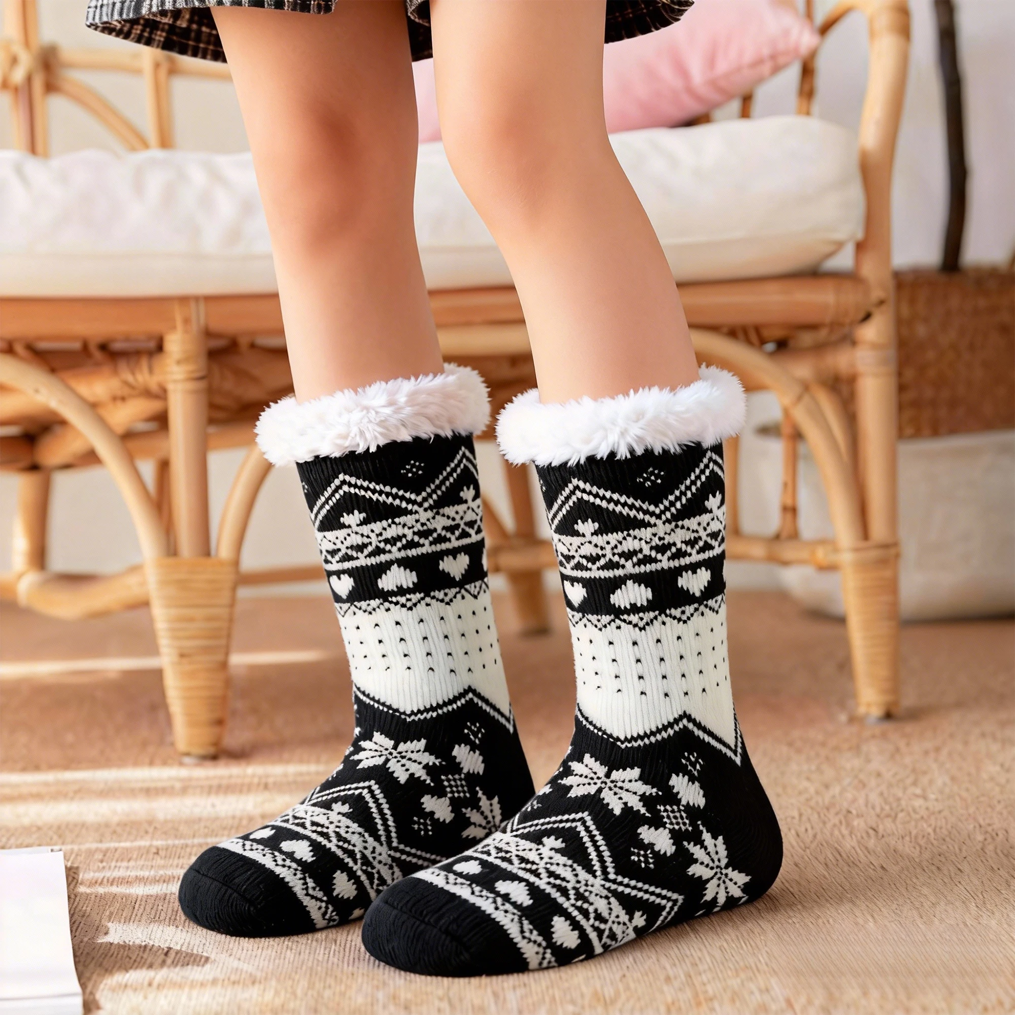 

Christmas Themed Women s Cozy Socks Festive Holiday Slipper Socks with Non-Slip Grips Perfect Winter Gift for Her
