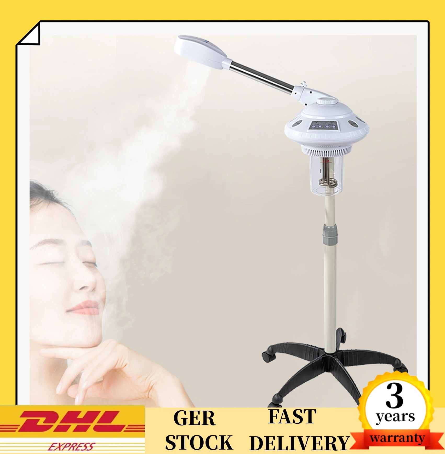 750W 220V Hot Ozone Vaporizer Facial Steamer Salon Evaporator Rotatable for Facial Cleansing Moisturising Spa EU plug