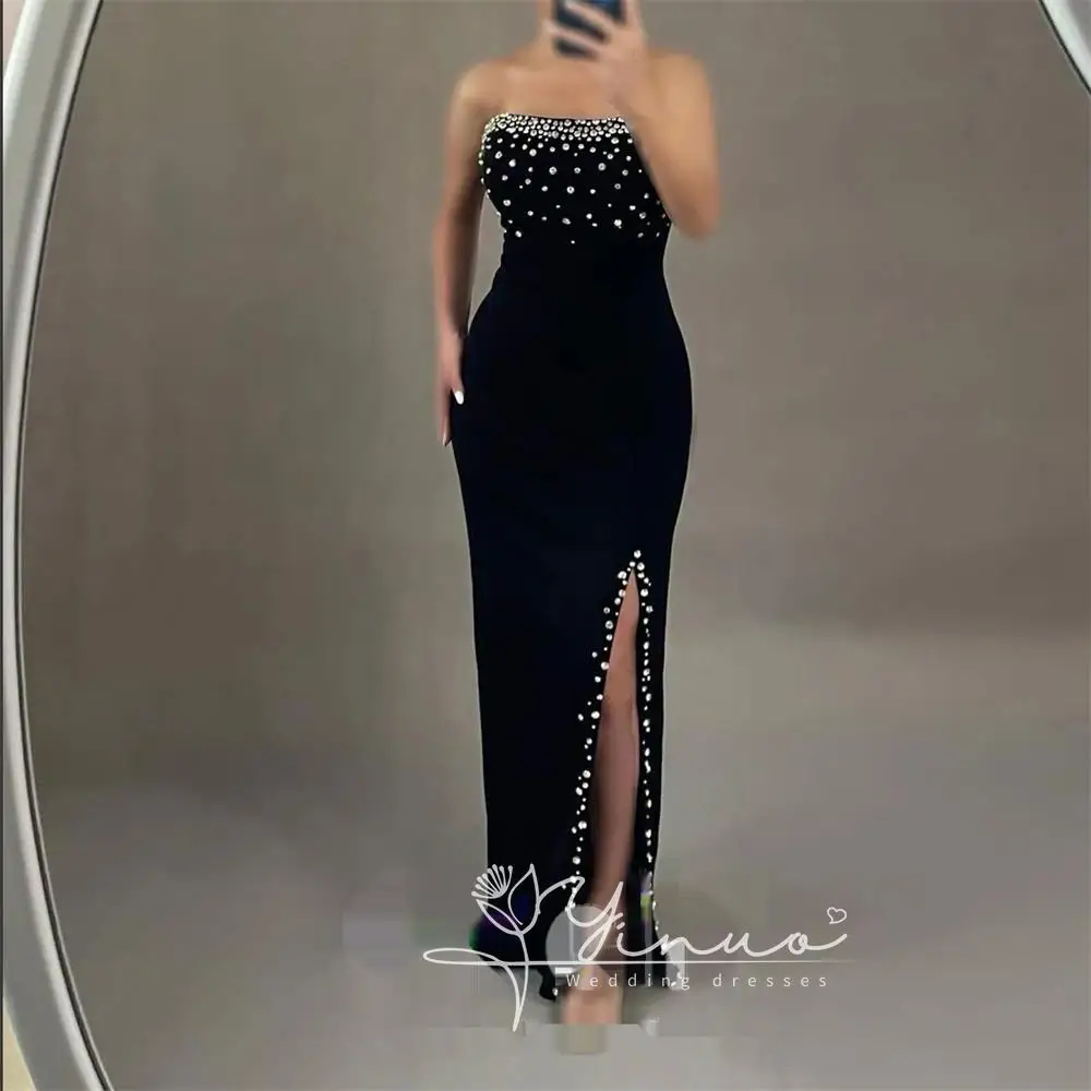 Elegant Party dresses Woman Strapless Dirlls Crepe Evening Prom Dresses for Special Occasions Formal Gowns For Dubai 2025