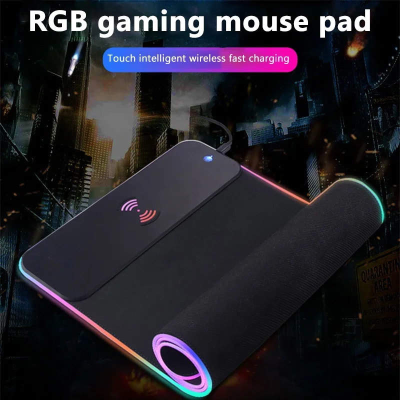 Wireless Charging RGB Mouse Pad Induction Touch Desk Pad Gaming Mouse Pad Waterproof for Mobile Phone Gaming Mousepad 800×300mm
