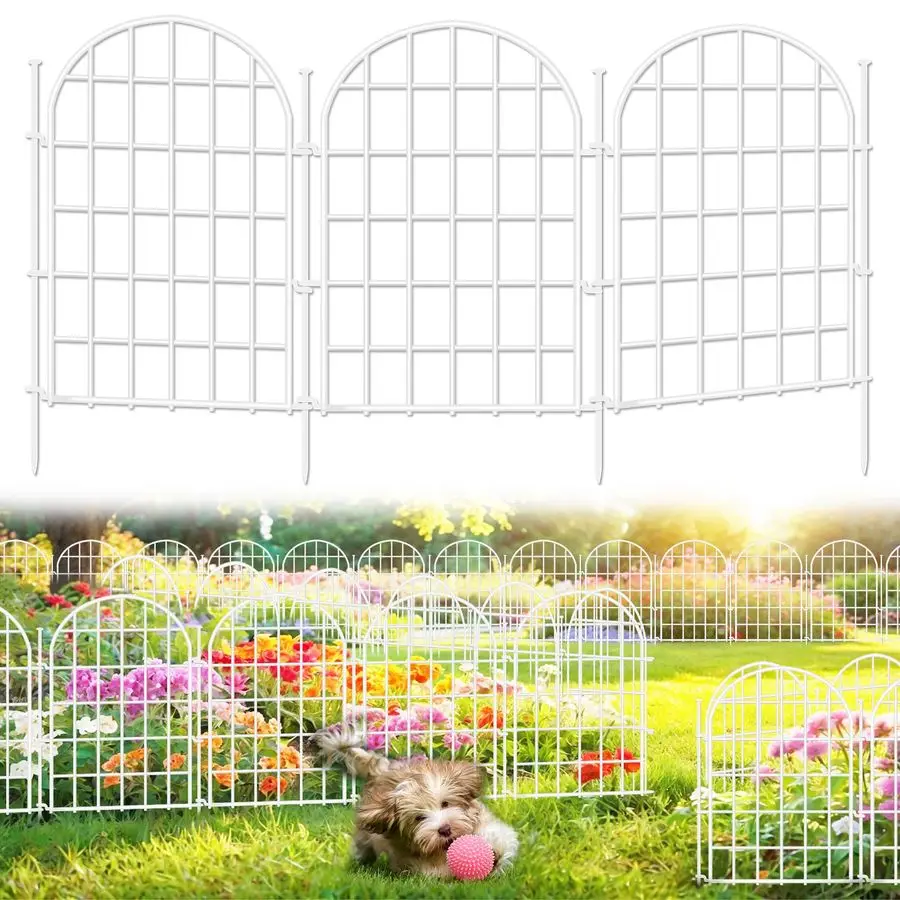

x 22inH Panels Garden Fence, 30 Panels Arched No Dig Fence, Decorative Animal Barrier Fencing with Ground Stake, Rustproof Metal