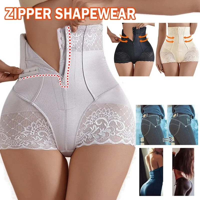 2023 New Tummy Control Panties Women Zipper Body Shaper High Waist Shaper Pants Seamless Shapewear Postpartum Panties