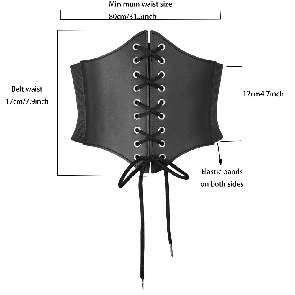 Mode super brede korset riem bandage elastische hoge taille pu lederen gordel bustier korset dames